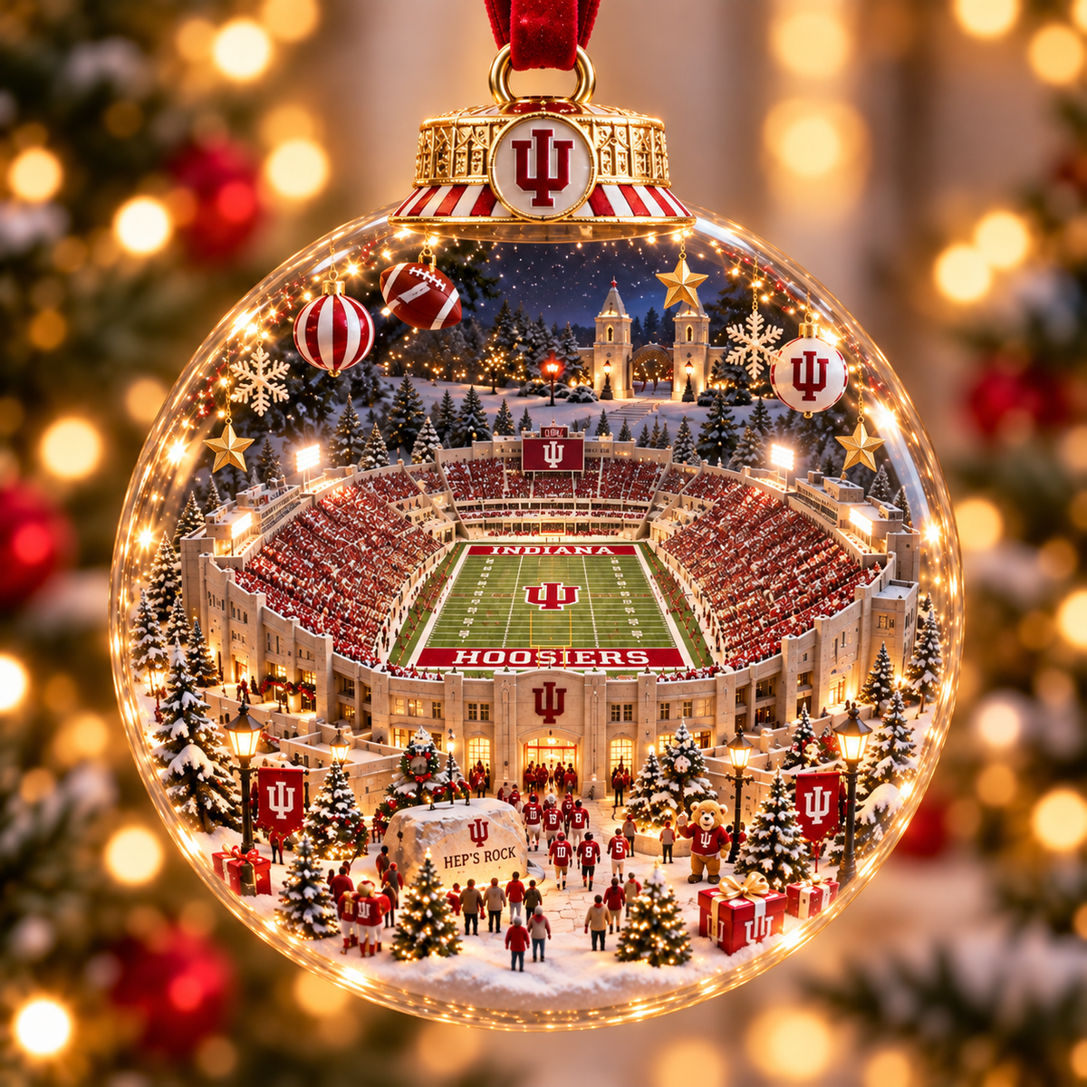 Game Day Glow – Light-Up Football Stadium Christmas Ornament
