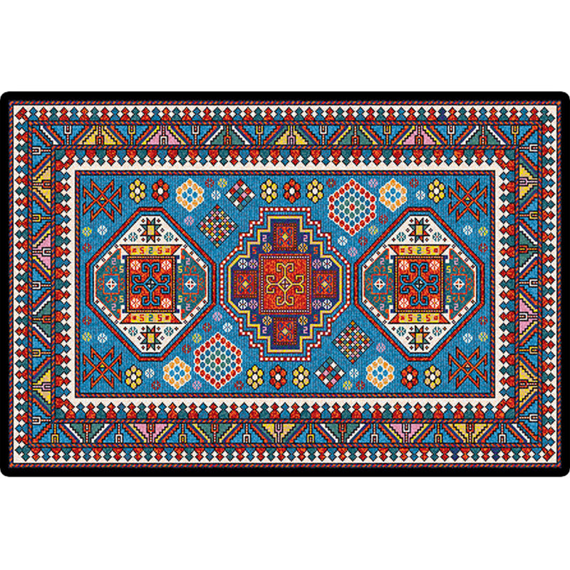 Sikunuo | Turkish symmetrical geometric pattern rug Multicolored polypropylene rug Pet-friendly Non-slip Stain-resistant rug for hallway
