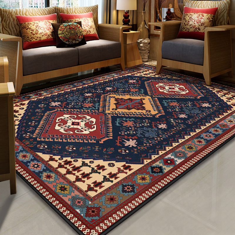 Sikunuo | Stralendel Multi-colored Flower Rug Synthetic Moroccan Rug Washable Pet-friendly Non-slip Rug for Room