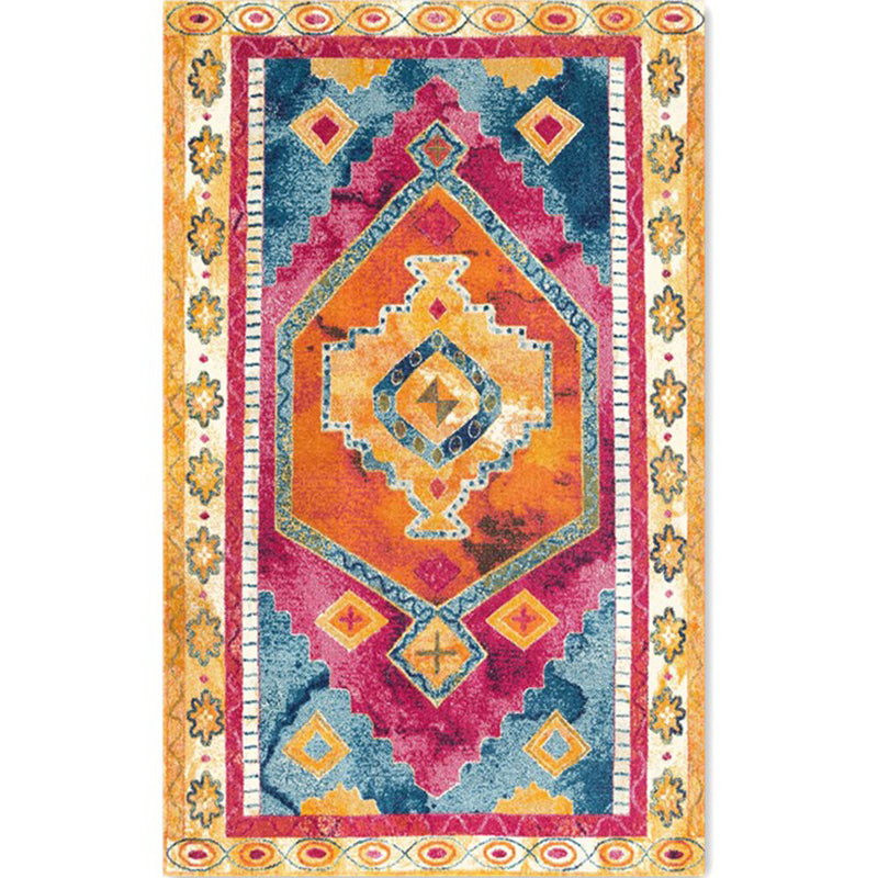Sikunuo | Color back Moroccan style rug Polymer geometric pattern rug non-slip bottom machine washable stain-resistant rug for indoor use