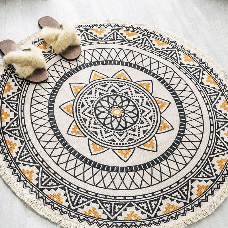 Sikunuo | Boho-Chic Bedroom Rug Multicolored Mandala Rug Made of Cotton Washable Area Rug