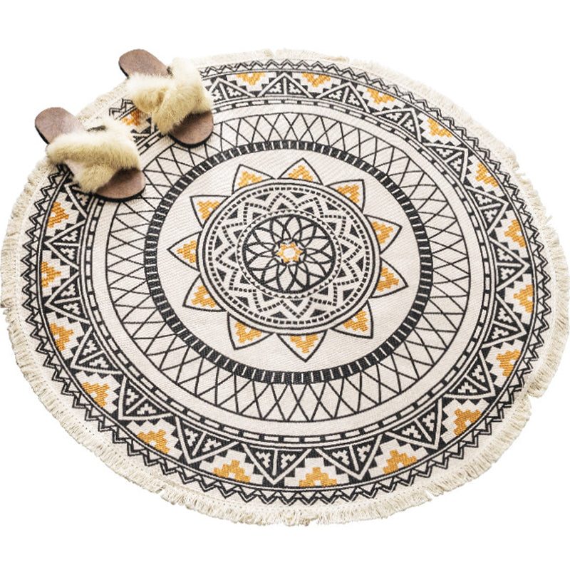 Sikunuo | Boho-Chic Bedroom Rug Multicolored Mandala Rug Made of Cotton Washable Area Rug