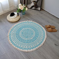 Sikunuo | Boho-Chic Bedroom Rug Multicolored Mandala Rug Made of Cotton Washable Area Rug