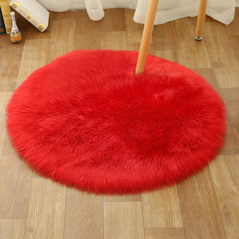 Sikunuo | Comfort Girls' Room Foot Mat Multicolor Plain Rug Shag Pet Friendly Machine Washable Non-Slip Rug
