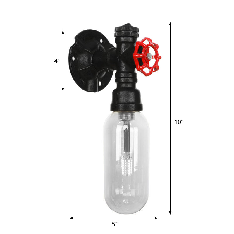 Sikunuo | Simple clear glass wall-mounted tube light industrial black oval living room wall lamp