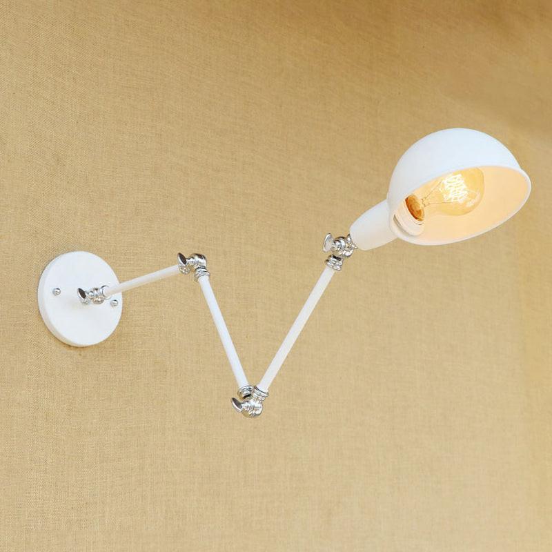 Sikunuo | 1 Bulb Wall Lamp Retro Style Swivel Arm Metal Mini Wall Light in White for the Home Office