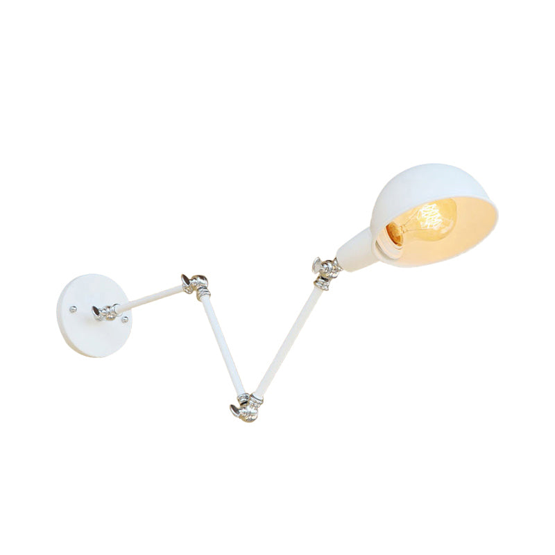 Sikunuo | 1 Bulb Wall Lamp Retro Style Swivel Arm Metal Mini Wall Light in White for the Home Office