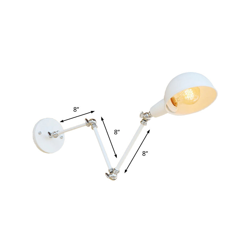 Sikunuo | 1 Bulb Wall Lamp Retro Style Swivel Arm Metal Mini Wall Light in White for the Home Office