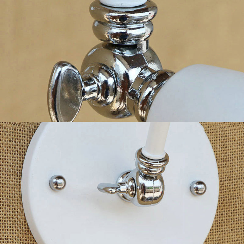 Sikunuo | 1 Bulb Wall Lamp Retro Style Swivel Arm Metal Mini Wall Light in White for the Home Office
