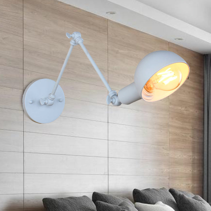 Sikunuo | 1 Bulb Wall Lamp Retro Style Swivel Arm Metal Mini Wall Light in White for the Home Office
