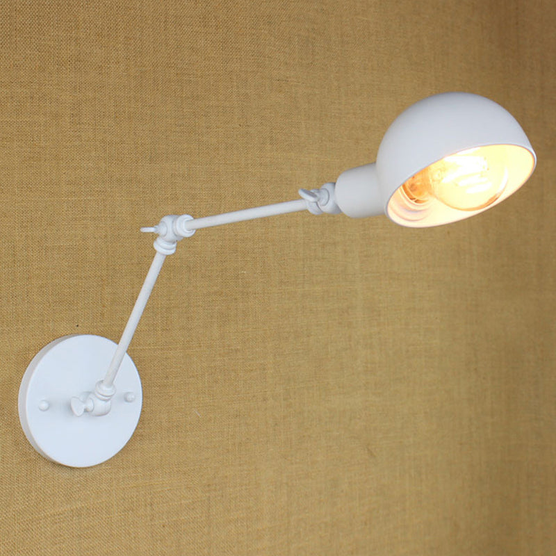 Sikunuo | 1 Bulb Wall Lamp Retro Style Swivel Arm Metal Mini Wall Light in White for the Home Office