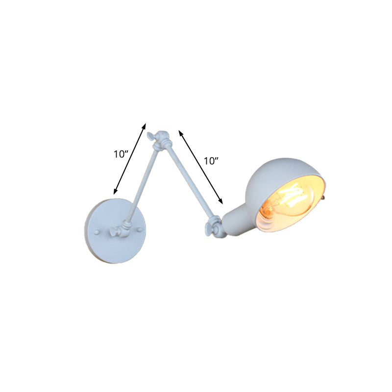 Sikunuo | 1 Bulb Wall Lamp Retro Style Swivel Arm Metal Mini Wall Light in White for the Home Office
