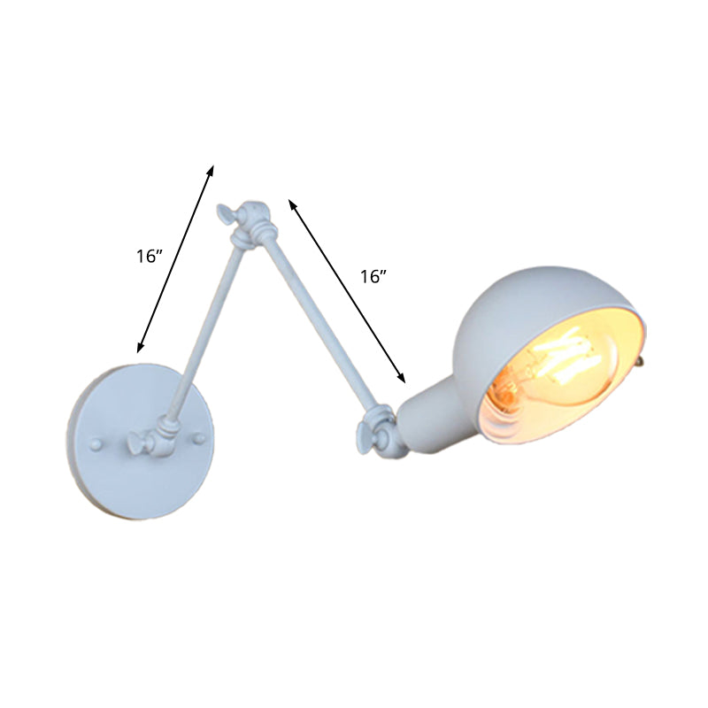 Sikunuo | 1 Bulb Wall Lamp Retro Style Swivel Arm Metal Mini Wall Light in White for the Home Office