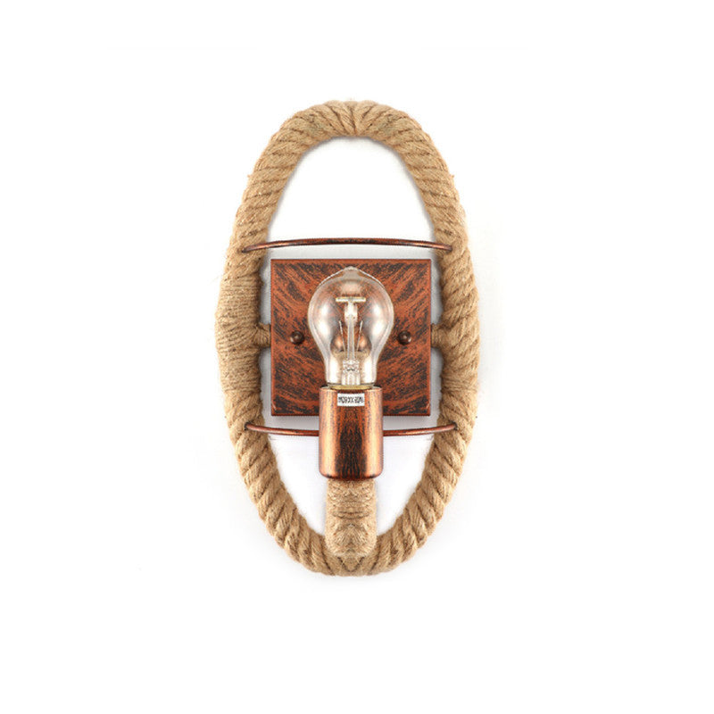 Sikunuo | Beige A light wall lamp light industrial rope round/oval shade wall lighting fixture for dining room