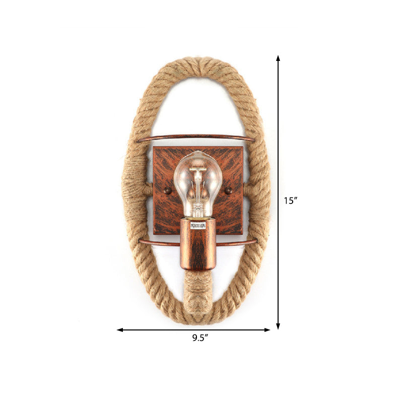 Sikunuo | Beige A light wall lamp light industrial rope round/oval shade wall lighting fixture for dining room