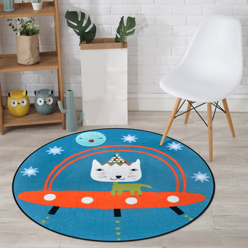 Sikunuo | Cartoon Animal Drawing Print Rug Multicolor Polypropylene Rug Machine washable Non-slip backing Stain-resistant rug for children's room