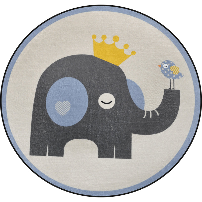 Sikunuo | Cartoon Animal Drawing Print Rug Multicolor Polypropylene Rug Machine washable Non-slip backing Stain-resistant rug for children's room