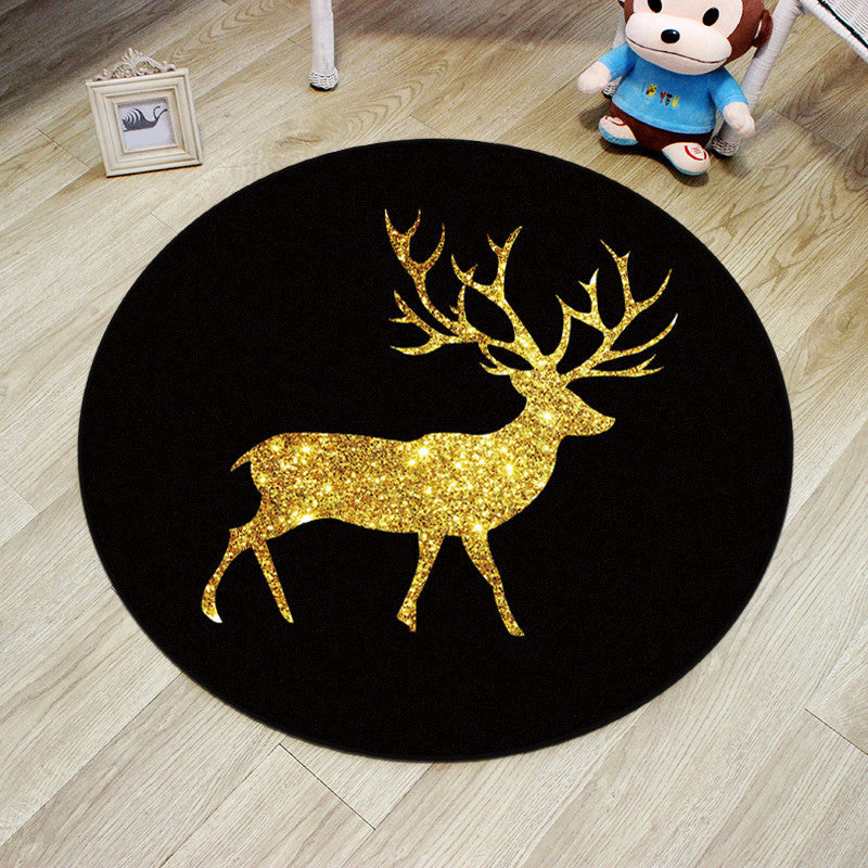Sikunuo | Multicolor Princess Carpet Polyester Botanica Animals Carpet Non-slip Backing Machine Washable Pet Friendly Carpet for Children's Room