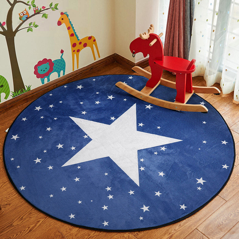 Sikunuo | Stylish Cartoon Rug Multicolor Fairy Tale World Rug Non-Slip Backing Machine Washable Stain Resistant Rug for Kindergarten