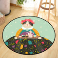 Sikunuo | Cute Animal Picnic Drawing Carpet Multi-Color Children's Art Carpet Synthetic Non-Slip Machine Washable Stain Resistant Carpet for Children's Room