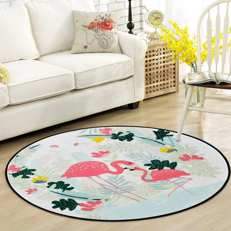 Sikunuo | Beautiful Kids Rug Multi Color Animal and Botanical Pattern Rug Pet Friendly Washable Non-Slip Rug for Playroom