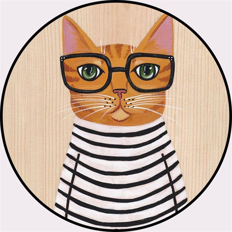 Sikunuo | Cool Multicolored Men's Cat Rug Polyester Cartoon Rug Pet-Friendly Non-Slip Washable Rug for the Bedroom