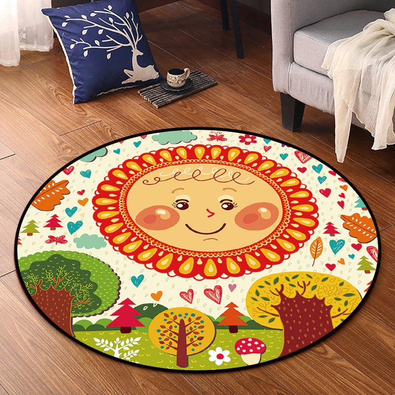 Sikunuo | Bright Multicolor Animal Carpet Synthetic Cartoon Rug Pet-Friendly Non-Slip Back Washable Rug for Children's Room