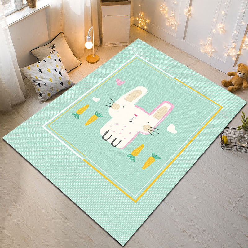 Sikunuo | Nordic Style Animal Rug Multicolor Synthetic Carpet Washable Stain Resistant Non-Slip Rug for Children's Room