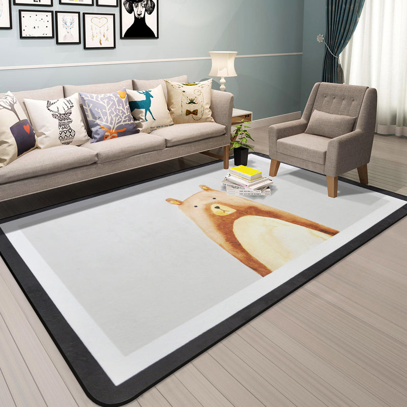 Sikunuo | Cartoon Animal Gentleman Rug Multicolor Polypropylene Rug Washable Pet Friendly Non-Slip Underlay Rug for Living Room