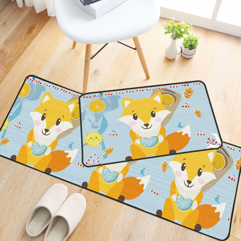 Sikunuo | Childlike Animal Pattern Carpet Multicolored Cartoon Carpet Synthetic Non-Slip Machine Washable Stain Resistant Carpet for the Children's Room