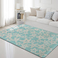 Sikunuo | Multi-Color Marine Life Rug Polyester Nordic Rug Washable Pet-Friendly Non-Slip Rug for the Living Room