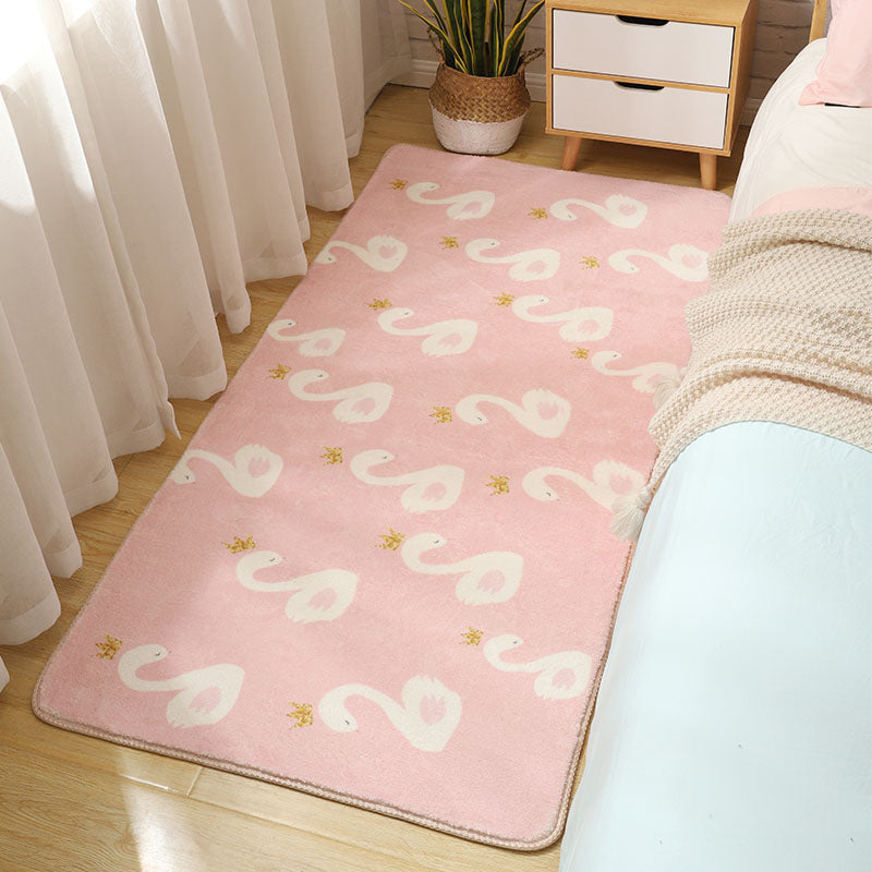 Sikunuo | Stylish Multi-Colored Kids Rug Cotton Pattern Rug Machine Washable Pet Friendly Non-Slip Back Rug for Girls Bedroom