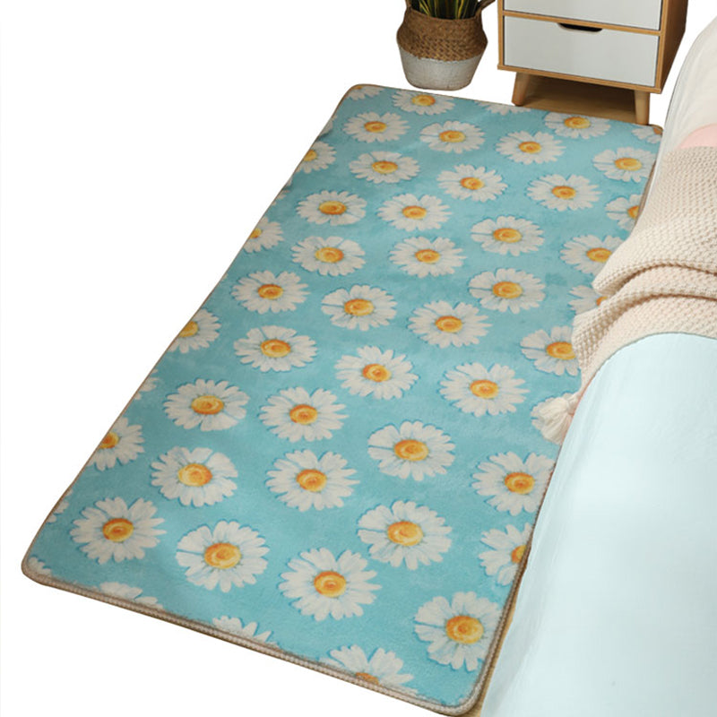 Sikunuo | Stylish Multi-Colored Kids Rug Cotton Pattern Rug Machine Washable Pet Friendly Non-Slip Back Rug for Girls Bedroom