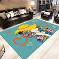 Sikunuo | Romantic Multi-Colored Animal Print Rug Polypropylene Cartoon Area Rug Washable Stain Resistant Non-Slip Mat for Children's Room