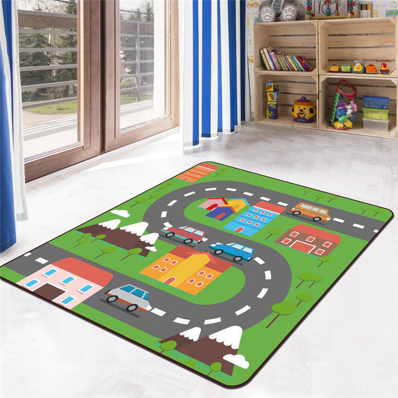 Sikunuo | Kids Play Rug Multicolored Polypropylene Area Rug Pet Friendly Non-Slip Washable Rug for Kids Room