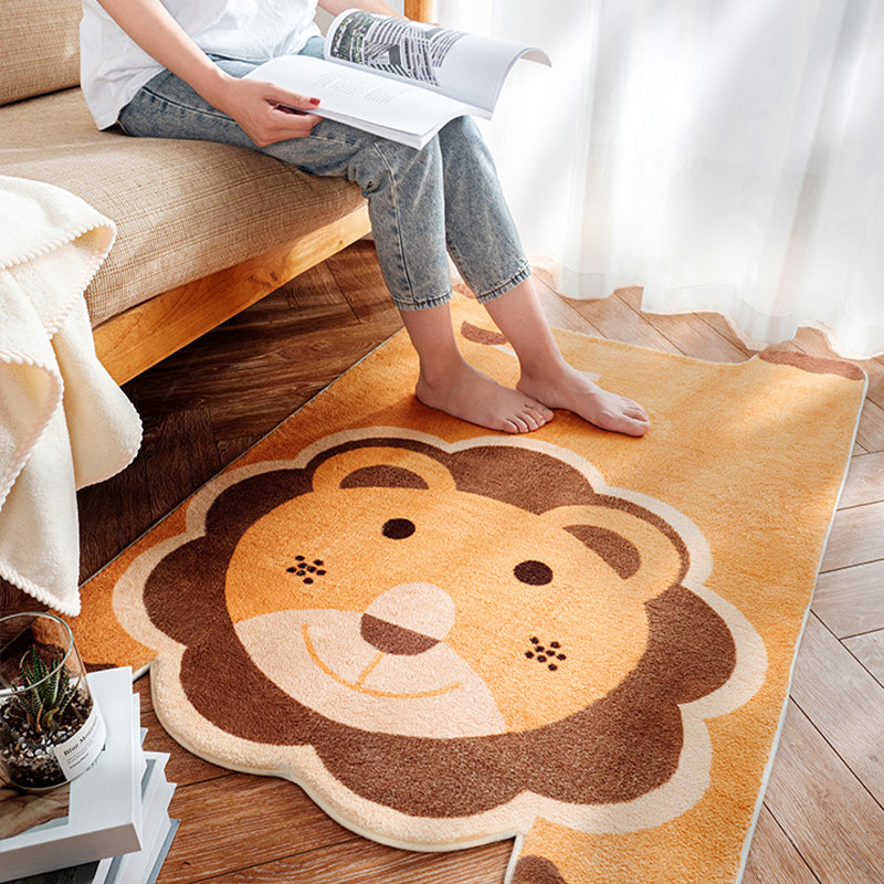 Sikunuo | Irregular Shaped Animal Rug Multicolor Cartoon Rug Synthetic Non-Slip Back Machine Washable Pet Friendly Rug for Children's Room
