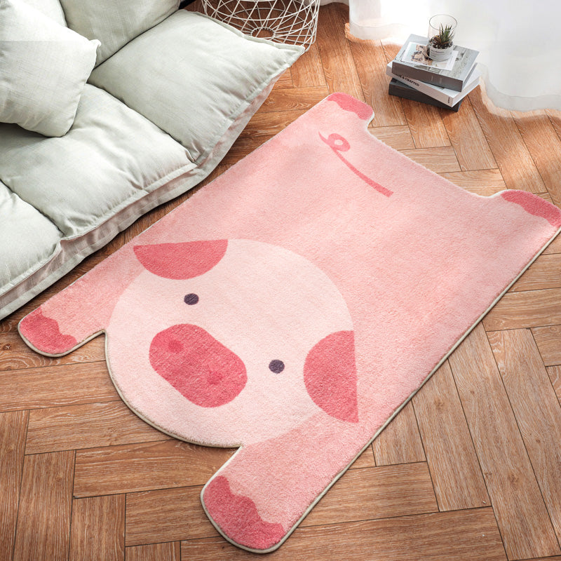 Sikunuo | Irregular Shaped Animal Rug Multicolor Cartoon Rug Synthetic Non-Slip Back Machine Washable Pet Friendly Rug for Children's Room