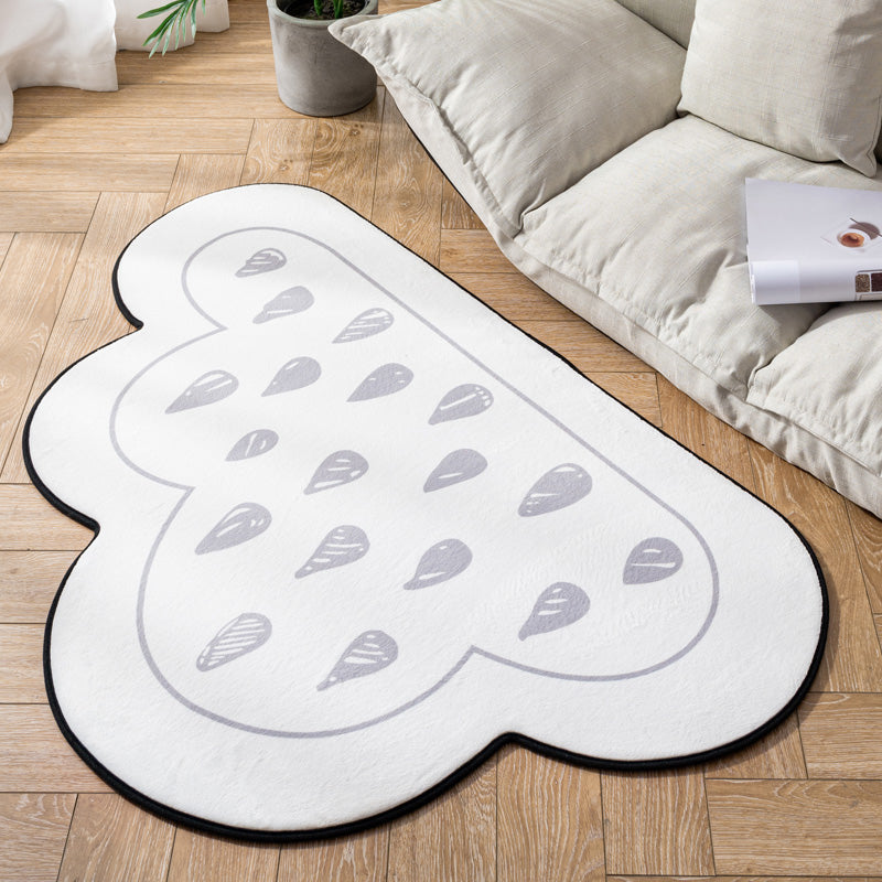Sikunuo | Novelty Children Area Rug Multicolor Raindrop Cloud Shape Rug Non-Slip Backing Washable Pet-Friendly Rug for Bedroom