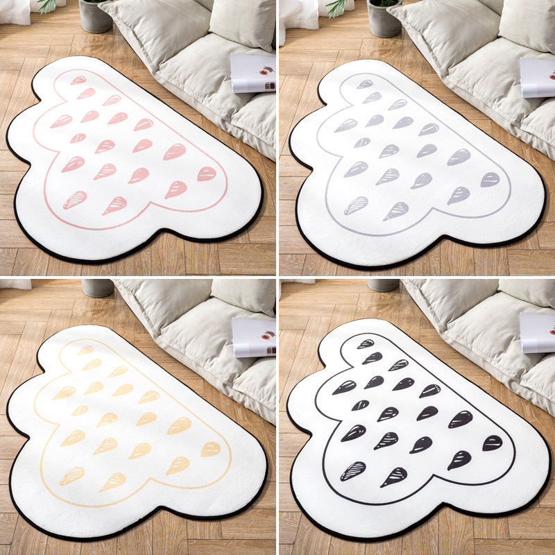 Sikunuo | Novelty Children Area Rug Multicolor Raindrop Cloud Shape Rug Non-Slip Backing Washable Pet-Friendly Rug for Bedroom
