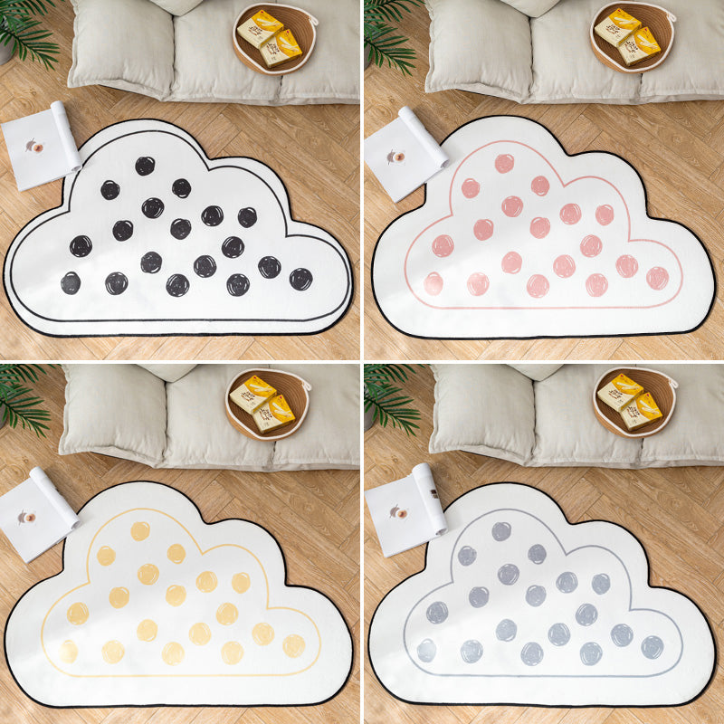 Sikunuo | Novelty Children Area Rug Multicolor Raindrop Cloud Shape Rug Non-Slip Backing Washable Pet-Friendly Rug for Bedroom
