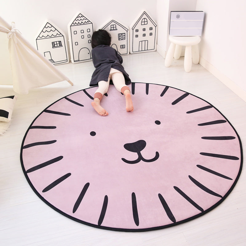 Sikunuo | Multi-Color Tiered Rug Cotton Children Style Carpet Easy Care Non-Slip Back Carpet for Playroom