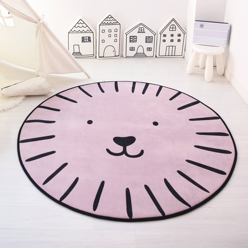 Sikunuo | Multi-Color Tiered Rug Cotton Children Style Carpet Easy Care Non-Slip Back Carpet for Playroom