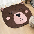 Sikunuo | Multi Color Kids Carpet Cartoon Animal Head Pattern Rug Polyester Non-Slip Back Stain Resistant Machine Washable Rug