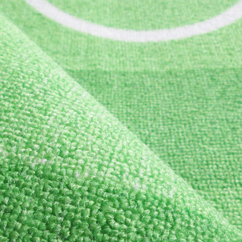 Sikunuo | Green Football Field Pattern Carpet Polyester Kids Carpet Stain Resistant Non-Slip Pet Friendly Carpet for Boys Room