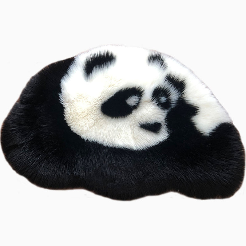 Sikunuo | Fluffy Kids Rug Black and White Panda Pet Friendly Washable Non-Slip Back Rug for Kids Room