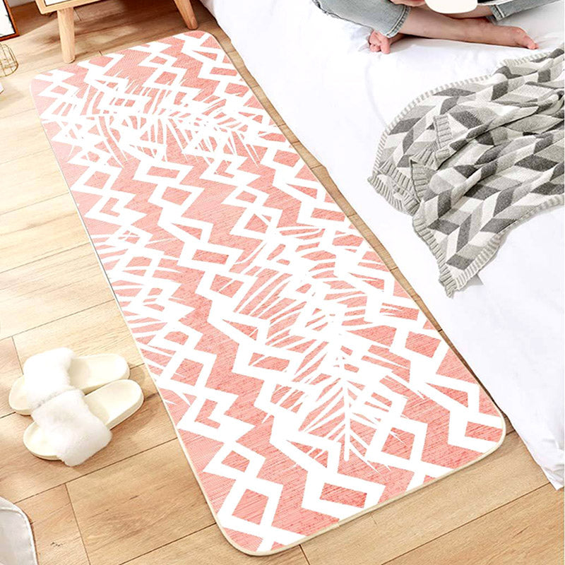 Sikunuo | Multi-Color Scandinavian Rug Polyester Geometric Rug Non-Slip Stain Resistant Machine Washable Rug for Bedroom