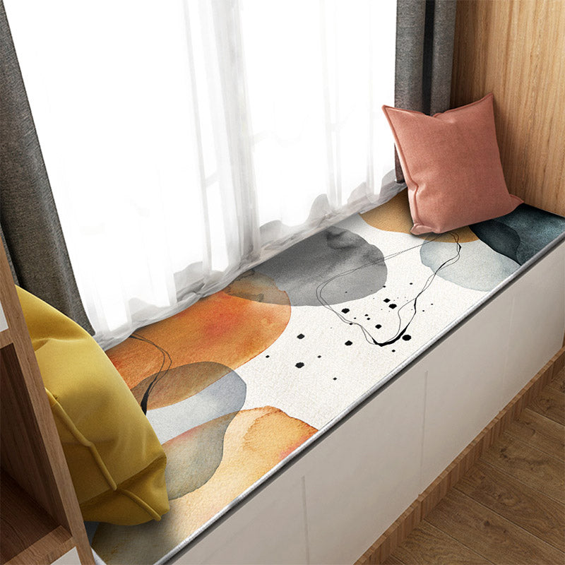 Sikunuo | Multi-Color Scandinavian Rug Polyester Geometric Rug Non-Slip Stain Resistant Machine Washable Rug for Bedroom