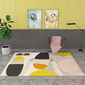 Sikunuo | Multicolor Color-Blocking Rug Synthetic Contemporary Rug Non-Slip Machine Washable Stain Resistant Rug for the Living Room