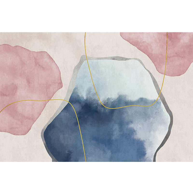 Sikunuo | Multi-Color Abstract Pattern Rug Synthetic Postmodern Rug Stain Resistant Washable Non-Slip Rug for Girls Bedroom