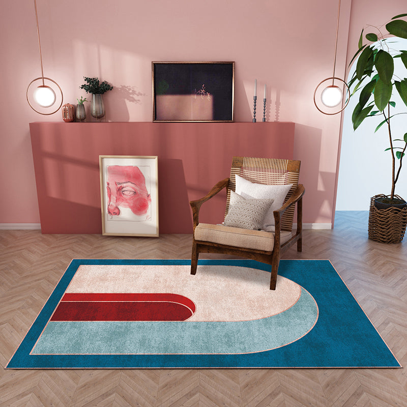 Sikunuo | Classic curved door mat Multicolored postmodern rug Polyester Non-slip backing Washable Pet-friendly rug for the room